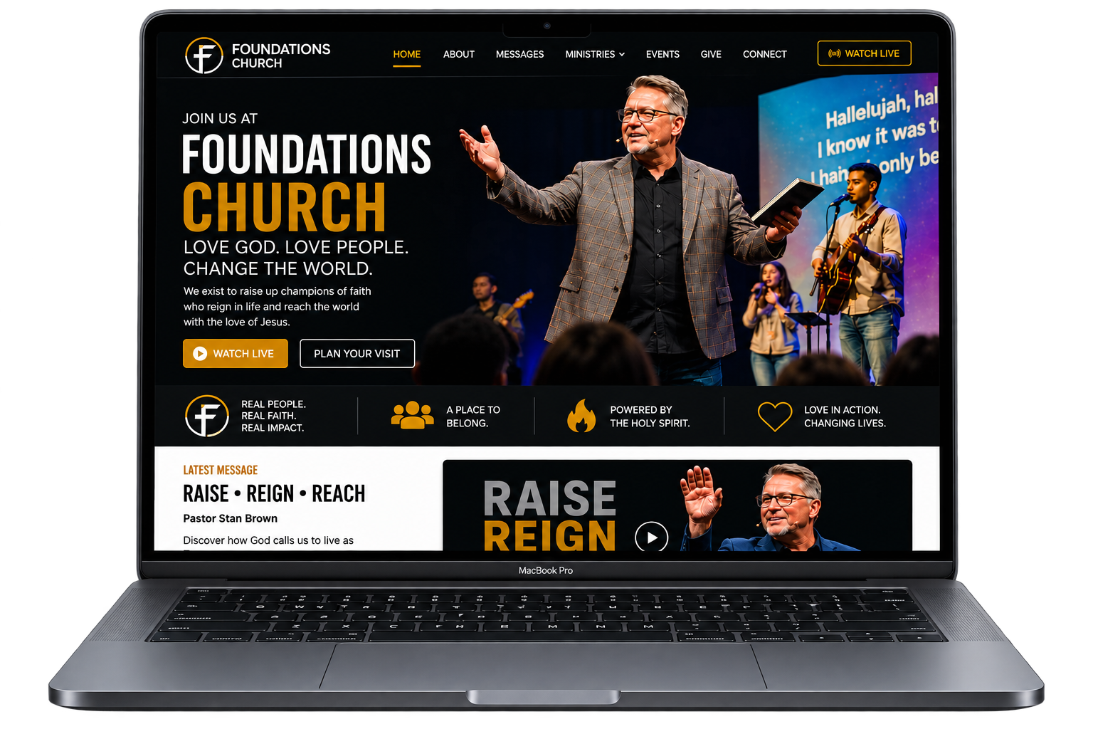 Foundations Church premium desktop website mockup